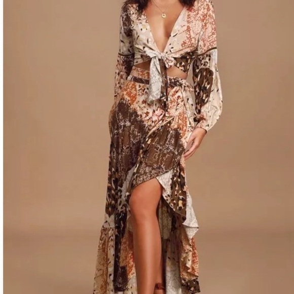 🦋 RAGA CONGO MULTI PRINT RUFFLED WRAP MIDI SKIRT BOHO FESTIVAL SZ XS - Picture 2 of 5